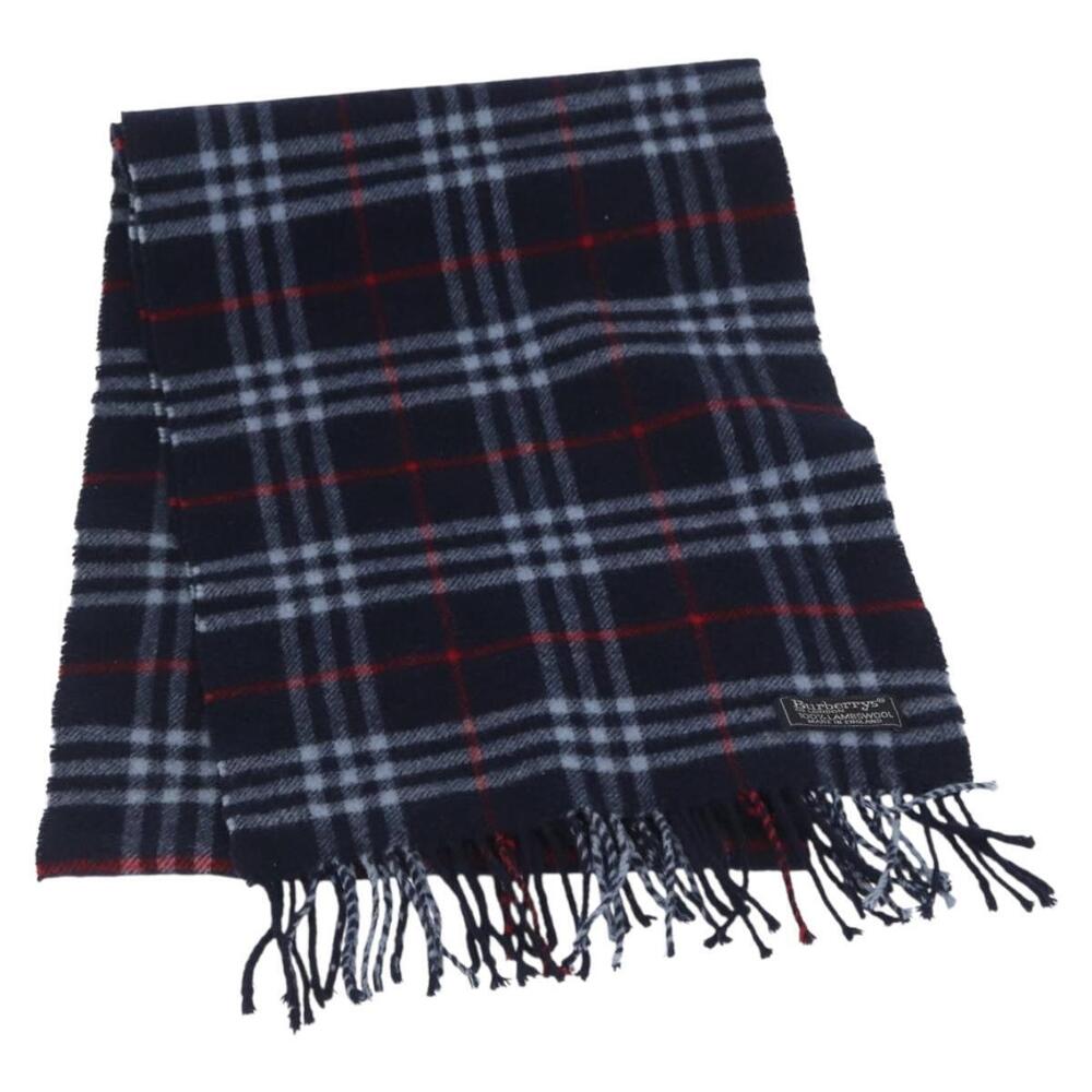 Burberrys Nova Check Scarf Wool Navy Auth am10123